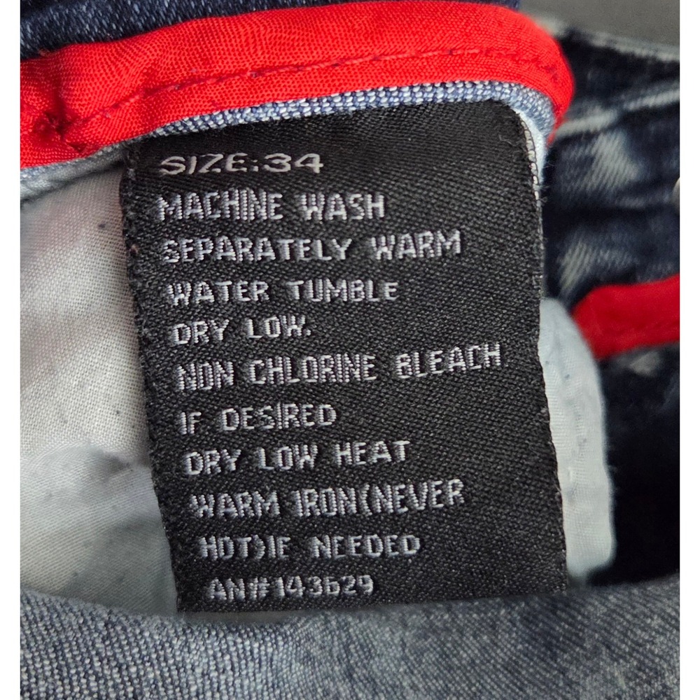 Encrypted Supply Co Mens Acid Wash Biker Jeans Distressed Moto Denim Blue 34x30 - Picture 5 of 8
